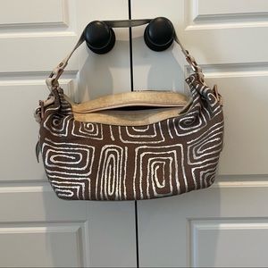 Cromia Tan Tweed Leather Handbag NWOT